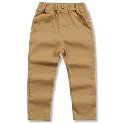 BINIDUCKLING Jungen Uniform Hose Gerade Fit Chino Hose Elastischer Bund Pull On Schulhose für Jungen 3-14 Jahre, khaki, 12-14 Jahre von BINIDUCKLING