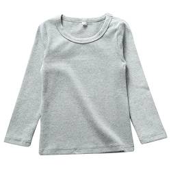BINIDUCKLING Kids Basic Top Mädchen Jungen Langarm-T-Shirt, 3 Jahre, Grau von BINIDUCKLING
