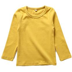 BINIDUCKLING Kids Basic Top Mädchen Jungen Langarm-T-Shirt, Gelb, 2T von BINIDUCKLING