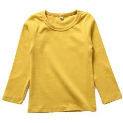 BINIDUCKLING Kids Basic Top Mädchen Jungen Langarm-T-Shirt, Gelb, 3T von BINIDUCKLING