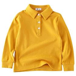BINIDUCKLING Kinder Polo Shirt, Baumwolle Langarmshirt Poloshirt für Jungen（Gelb,4 Jahre） von BINIDUCKLING