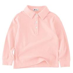 BINIDUCKLING Kinder Polo Shirt, Baumwolle Langarmshirt Poloshirt für Jungen（Rosa,4 Jahre） von BINIDUCKLING