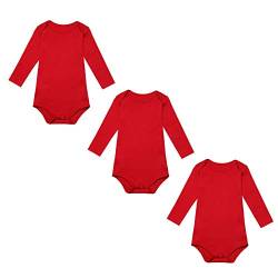 BINIDUCKLING Unisex Baby Mädchen Body Langarm 3er Pack Rot 18 Monate von BINIDUCKLING