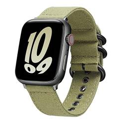 BINLUN Canvas Uhrenarmband Kompatibel mit Apple Watch 42mm 44mm 45mm 49mm für Damen Herren,Militärtuch Segeltuch Sailcloth Ersatz Uhrenarmbänder für iWatch Serie Ultra SE 8 7 6 5 4 3 2 1,Armee Grün von BINLUN