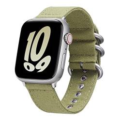 BINLUN Canvas Uhrenarmband für Apple Watch 38mm 40mm 41mm für Damen Herren,Militärtuch Segeltuch Texti Sailcloth Ersatz Uhrenarmbänder für iWatch Serie Ultra SE 8 7 6 5 4 3 2 1,Armee Grün von BINLUN