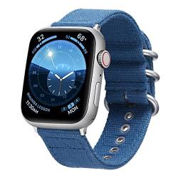 BINLUN Canvas Uhrenarmband für Apple Watch 38mm 40mm 41mm für Damen Herren,Militärtuch Segeltuch Texti Sailcloth Ersatz Uhrenarmbänder für iWatch Serie Ultra SE 8 7 6 5 4 3 2 1,Blau von BINLUN