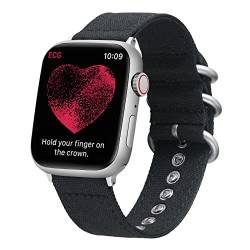 BINLUN Canvas Uhrenarmband für Apple Watch 38mm 40mm 41mm für Damen Herren,Militärtuch Segeltuch Texti Sailcloth Ersatz Uhrenarmbänder für iWatch Serie Ultra SE 8 7 6 5 4 3 2 1,Schwarz von BINLUN