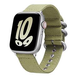 BINLUN Canvas Uhrenarmband für Apple Watch 42mm 44mm 45mm 49mm für Damen Herren,Militärtuch Segeltuch Texti Sailcloth Ersatz Uhrenarmbänder für iWatch Serie Ultra SE 8 7 6 5 4 3 2 1,Armee Grün von BINLUN