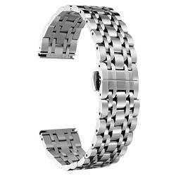 BINLUN Edelstahl Uhrenarmbänder 12mm-24mm SmartWatch Ersatzband Metall uhrarmband für Damen&Herren 6 Farbe kompatibel mit Samsung Galaxy Watch 6, kompatibel mit Garmin Vivoactive 3(Silber,17mm) von BINLUN