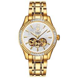 BINLUN Herren Uhren Automatik Mechanische wasserdichte Goldene Herrenuhr 18 Karat Vergoldete Leuchtende Edelstahl Armbanduhren für Männer mit Datum von BINLUN