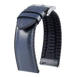 BINLUN Leder Uhrenarmbänder Silikon-Innenfutter Hybrid Elegant Elegant Schnellverschluss Lederarmband für Smartwatches Schwarze/Silberne Schnalle 6 Farben Herren Damen(blau,19mm,Silberne Schnalle) von BINLUN