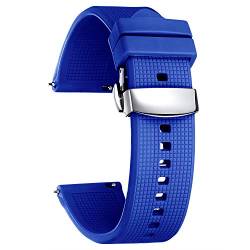 BINLUN Silikon Uhrenarmband Schnellverschluss Gummi Uhrenarmbänder für Herren Damen Kautschuk Smartwatch Armband Sport Uhrenband Ersatzarmband mit Faltschließe (19mm, Blau) von BINLUN