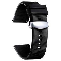 BINLUN Silikon Uhrenarmband Schnellverschluss Gummi Uhrenarmbänder für Herren Damen mit Faltschließe Smartwatch Armband 18mm 19mm 20mm 21mm 22mm 24mm Ersatzarmband in 8 Farben von BINLUN
