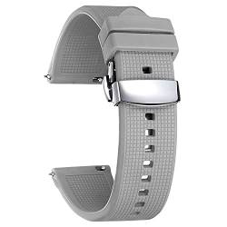 BINLUN Silikon Uhrenarmband Schnellverschluss Gummi Uhrenarmbänder für Herren Damen mit Faltschließe Smartwatch Armband 18mm 19mm 20mm 21mm 22mm 24mm Ersatzarmband in 8 Farben von BINLUN