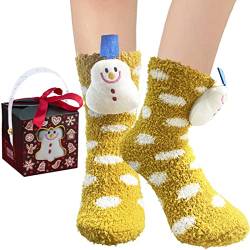 lustige geschenke für frauen socken, Schneemann Flauschige socken, Antirutschsocken damen Weihnachtsgeschenke für Frauen, Kuschelsocken Damen kleinigkeiten für adventskalender mit Geschenk Box von BINXWA