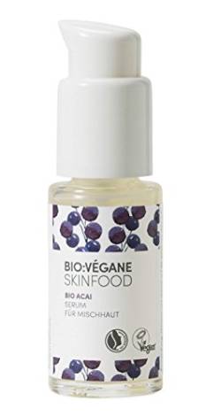 BIO:VÉGANE SKINFOOD Bio Acai - Serum für Mischhaut, vegan, NATRUE-zertifiziert, verfeinert das Hautbild, Naturkosmetik mit Mattkomplex für ölige Haut, 1er Pack (1 x 30 ml) von BIO:VÉGANE SKINFOOD