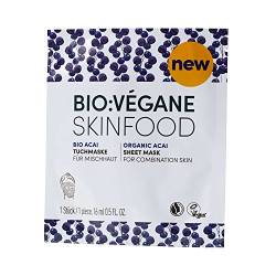 BIO:VÉGANE SKINFOOD Bio Acai - Tuchmaske für Mischhaut, vegan, NATRUE-zertifiziert, pflegt unreine Haut, 2er Pack (2x 16 ml) von BIO:VÉGANE SKINFOOD