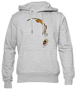 BIOCLOD Funny Calvin and Hobbes Männer Frauen Unisex Kapuzenpullover Grau Men Women Hoodie Grey von BIOCLOD