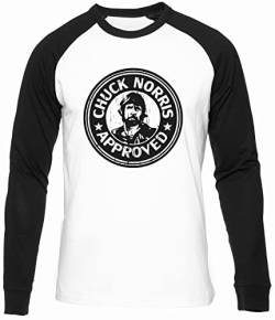 Chuck Norris Approved Männer Frauen Unisex Baseball T-Shirt Weiß Schwarze Ärmel Rundhals Men Women White Round Neck L von BIOCLOD