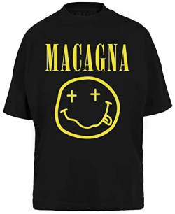 Macagna Tpmp Männer Frauen Unisex Baggy T-Shirt Schwarz Men Women Black von BIOCLOD