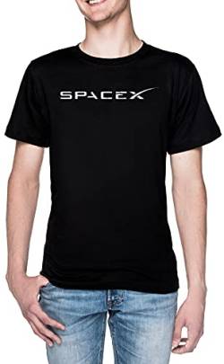 SpaceX Männer T-Shirt Schwarz Rundhals Men Black Round Neck M von BIOCLOD