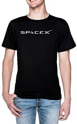 SpaceX Männer T-Shirt Schwarz Rundhals Men Black Round Neck S von BIOCLOD