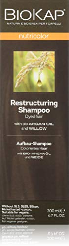 BIOKAP Aufbau Shampoo für coloriertes Haar 200ml | mit Bio Arganöl - Weidenrinde - Essenzöle von Eukalyptus - Rosmarin Extrakt - VEGAN - ohne Silikone - ohne Parabene - tierversuchsfrei von BIOKAP