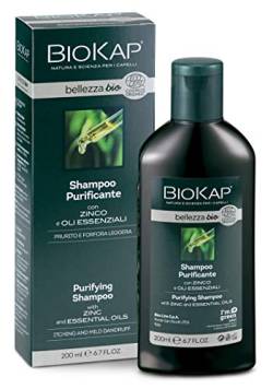 BIOKAP BELLEZZA BIO Purifying Shampoo 200 ml | gegen Schuppen und Juckreiz - Pflanzliche Wirkstoffe - Eukalyptusöl - Menthol - Teebaumöl - Zinksalz - VEGAN von BIOKAP