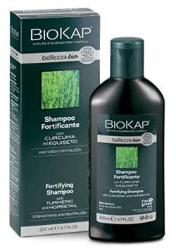 BIOKAP BELLEZZA BIO Stärkendes Shampoo 200ml - für brüchiges und geschädigtes Haar - Kurkuma Extrakt - Schachtelhalm mit pflanzlichen Kokosnuss Tensiden - VEGAN von BIOKAP