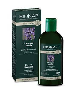 BIOKAP BIO BELLEZZA 2 in 1 Shampoo & Shower Gel 200ml | mit Thymian - Lavendel - Reisproteine - Weizenproteine - Bio-Kornblumenwasser - VEGAN - ohne Silikone - ohne Parabene von BIOKAP