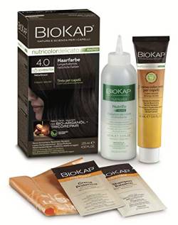 BIOKAP RAPID Permanente Haarfarbe 4.0 Naturbraun | NUR 10 MINUTEN EINWIRKZEIT | Bio Arganöl - TricoREPAIR Komplex - VEGAN | Optimale Grauabdeckung | Bis zu 80% natürliche Inhaltsstoffe von BIOKAP