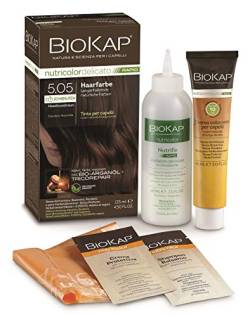 BIOKAP RAPID Permanente Haarfarbe 5.05 Haselnussbraun | NUR 10 MINUTEN EINWIRKZEIT | Bio Arganöl - TricoREPAIR Komplex - VEGAN | Optimale Grauabdeckung | Bis zu 80% natürliche Inhaltsstoffe von BIOKAP