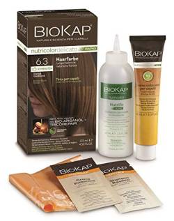 BIOKAP RAPID Permanente Haarfarbe 6.3 Dunkel Goldblond | NUR 10 MINUTEN EINWIRKZEIT | Bio Arganöl - TricoREPAIR Komplex - VEGAN | Optimale Grauabdeckung | Bis zu 80% natürliche Inhaltsstoffe von BIOKAP