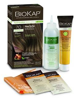 BIOKAP RAPID Permanente Haarfarbe 7.0 Natur Mittelblond | NUR 10 MINUTEN EINWIRKZEIT | Bio Arganöl - TricoREPAIR Komplex - VEGAN | Optimale Grauabdeckung | Bis zu 80% natürliche Inhaltsstoffe von BIOKAP