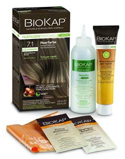 BIOKAP RAPID Permanente Haarfarbe 7.1 Schwedisches Blond | NUR 10 MINUTEN EINWIRKZEIT | Bio Arganöl - TricoREPAIR Komplex - VEGAN | Optimale Grauabdeckung | Bis zu 80% natürliche Inhaltsstoffe von BIOKAP