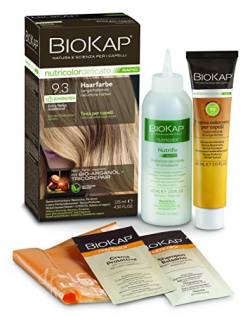 BIOKAP RAPID Permanente Haarfarbe 9.3 Extra Helles Goldblond | NUR 10 MINUTEN EINWIRKZEIT | Bio Arganöl - TricoREPAIR Komplex - VEGAN | Optimale Grauabdeckung | Bis zu 80% natürliche Inhaltsstoffe von BIOKAP