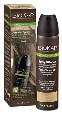 BIOKAP Touch Up Ansatz Spray 75ml | BLOND | Grauen Ansatz kaschieren in 1 Sekunde | hält bis zur nächsten Haarwäsche | Bio Arganöl - TricoREPAIR Komplex von BIOKAP
