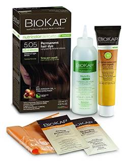 BioKap Chestnut Light Brown 5.05 Rapid Haarfarbe 135 ml - wirkt in nur 10 Minuten, permanente, vegane & natürlich pflegende Formel für empfindliche Haut geeignet von BIOKAP