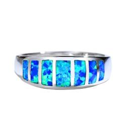 BIOLIVING Boho Weibliche Blau Weiß Feueropal Stein Ring Vintage Silber Farbe Eheringe Versprechen Liebe Verlobungsringe Für Frauen von BIOLIVING