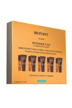 Biopoint Solaire Wonder Tan Kit zur Bräunung Sublime, Bräunungsöl für Gesicht & Körper, LSF6, 10 ml (5 Stück) + Aftersun Fixierer 20 ml (5 Stück), fixiert die Bräune und hilft bei der Regeneration von BIOPOINT