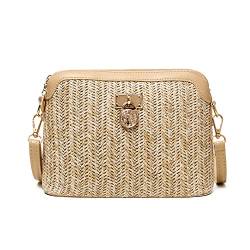 BIOSA Korean Stroh Umhängetaschen Frauen Stroh Clutch Taschen Strandtasche Crossbody Handtaschen Rattan Damen Umhängetasche von BIOSA