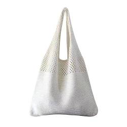 BIOSA Retro Hohlstrick Schultertaschen Frauen Handtaschen Sommer Gestrickte Umhängetasche Einfarbig Hobo Taschen Lässige Handtasche von BIOSA