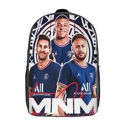 BIPERA Schulrucksack Für Kinder 3D-gedruckter Messi Neymar Mbappe Rucksack Fußballspieler Rucksack Sportrucksäcke Für Jungen Und Mädchen Modischer Rucksack 17zoll von BIPERA