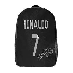 Ronaldo Kinderrucksack Mädchen 3D-Schultaschen, Fußballspieler Kinderrucksack, Kleinkind-Schultasche, Ergonomische, Lässige Tagesrucksäcke, Modische Büchertasche 17zoll von BIPERA