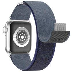BIRDTOBR Denim Loop Armband Kompatibel mit Apple Watch Series 9 41mm, Sport Einstellbar Uhrenarmband Für iWatch 41mm 40mm 38mm iWatch Series 9 8 7 6 5 4 3 2 1 SE Männer Frauen von BIRDTOBR