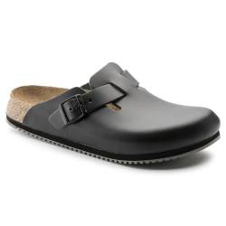 BIRKENSTOCK Boston SL (Superlauf) geschlossener Lederschuh mit schmalem Fußbett aus Kork und Verloursleder und Rutschfester Gummi-Eva-Sohle - Modell 60196 - Farbe Schwarz - Größe 39 von BIRKENSTOCK