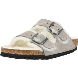 BIRKENSTOCK Damen Pantoletten Sandalen Arizona Shearling Pantolette Veloursleder Gemütlich Puschen uni Arizona warm Lammfell von BIRKENSTOCK