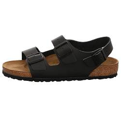 Birkenstock Classic MILANO BF Unisex-Erwachsene Naturleder Knöchelriemchen Sandalen, Schwarz (Schwarz), 44 EU von BIRKENSTOCK