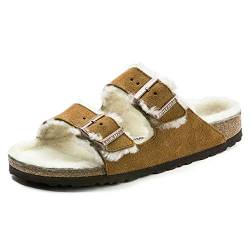 Birkenstock Classic Unisex Arizona Lammfell Sandalen, Braun (Mink), 42 EU Schmal von BIRKENSTOCK