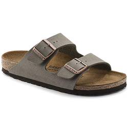 Birkenstock Unisex ARIZONA Birko-Flor Nubukleder Weit Pantoletten, Grau (Stone), 42 EU von BIRKENSTOCK